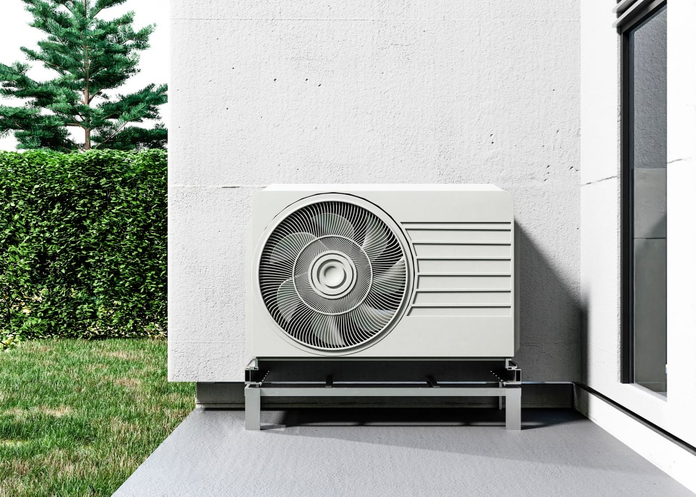 close up heat pump outside home1 min